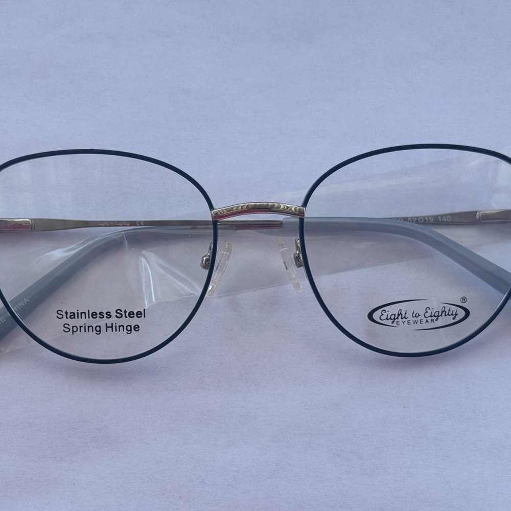 Affordable Eight To Eighty Lishka Blue/Silver Gold 52-19-140 Eyeglass Frame.